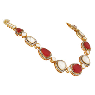 Raaya - Polki and Red Stone Necklace Set