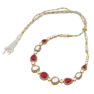 Raaya - Polki and Red Stone Necklace Set