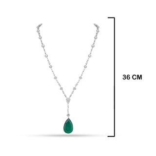 American Diamond and Emerald Green Stone Necklace