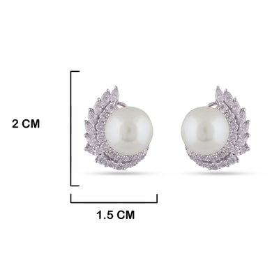 Anbar - Pearl & CZ Earrings