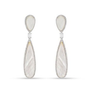 cubic zirconia and mother of pearl dangler earrings