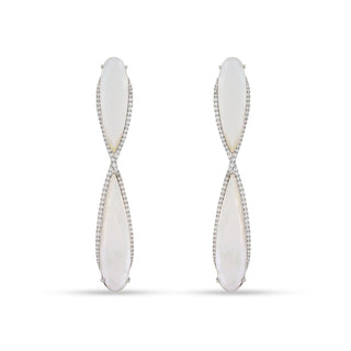 Minimal Infinity style with our cubic zirconia and mother of pearl dangler earrings.