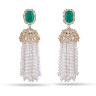 Afsheen - Green Doublet & CZ Jhumki earrings