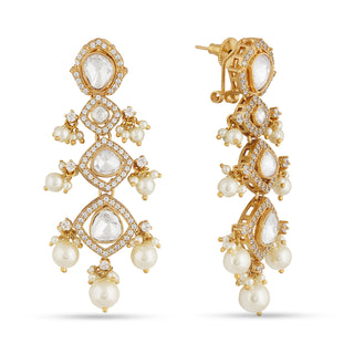 Polki and Pearl Dangle Earrings