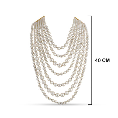  Faux Pearl Multi Strand Necklace with Measurements