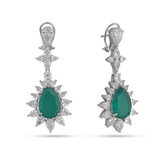 Layered CZ Green Stone Earrings