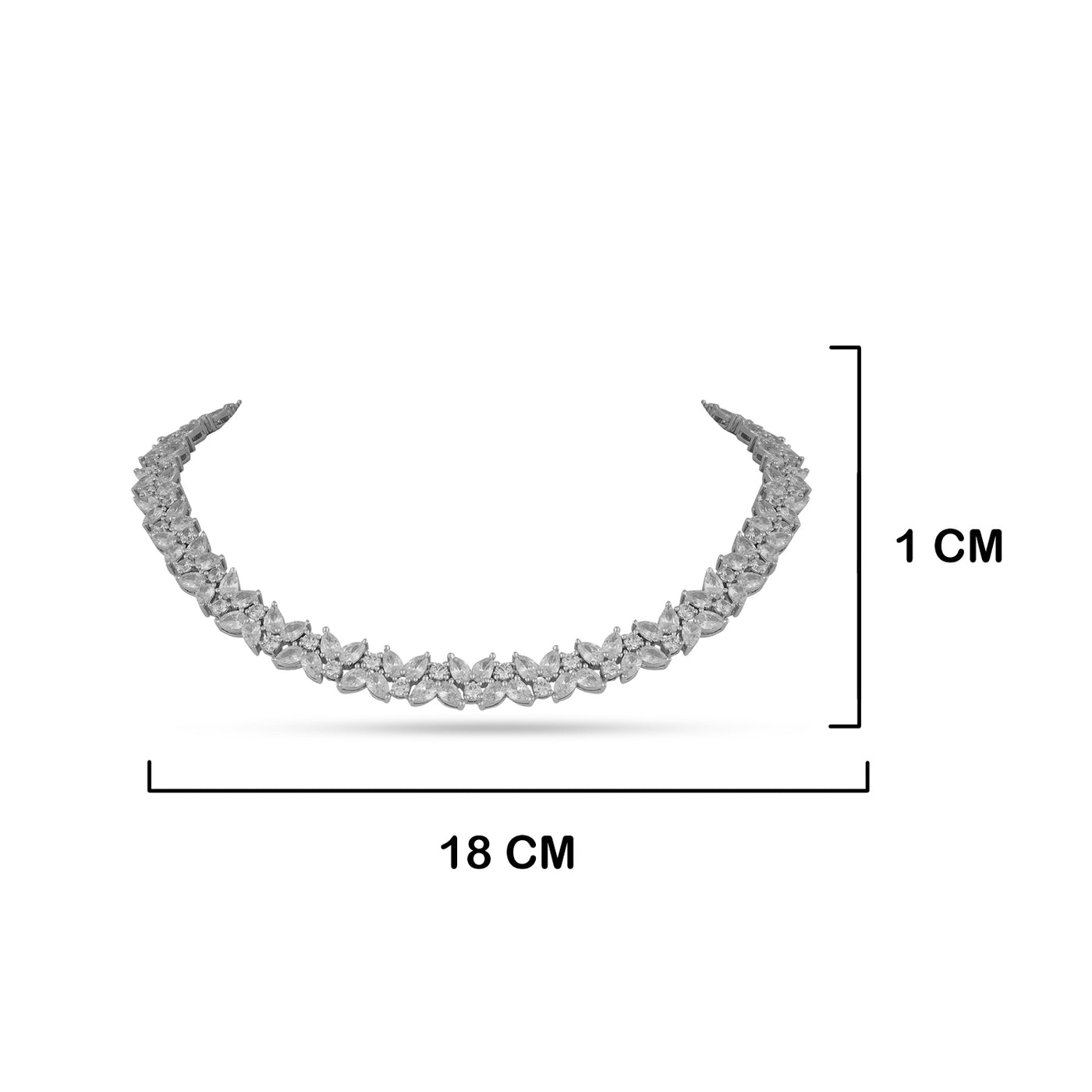 American Diamond Necklace with measurements in cm.