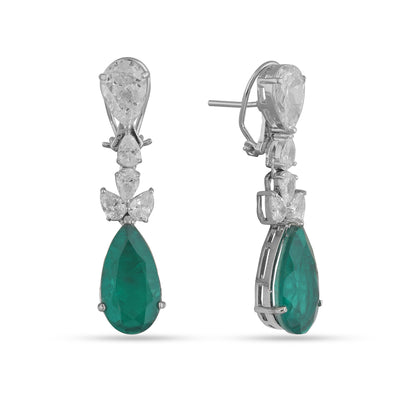 Emerald Green Drop CZ Earrings Side View