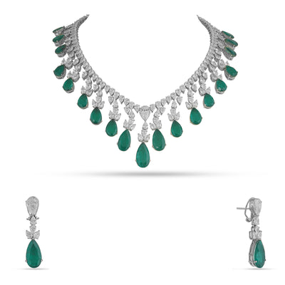 Emerald Green Drop CZ Necklace Set
