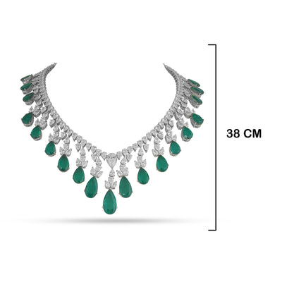 Emerald Green Drop CZ Necklace with Measurements in cm