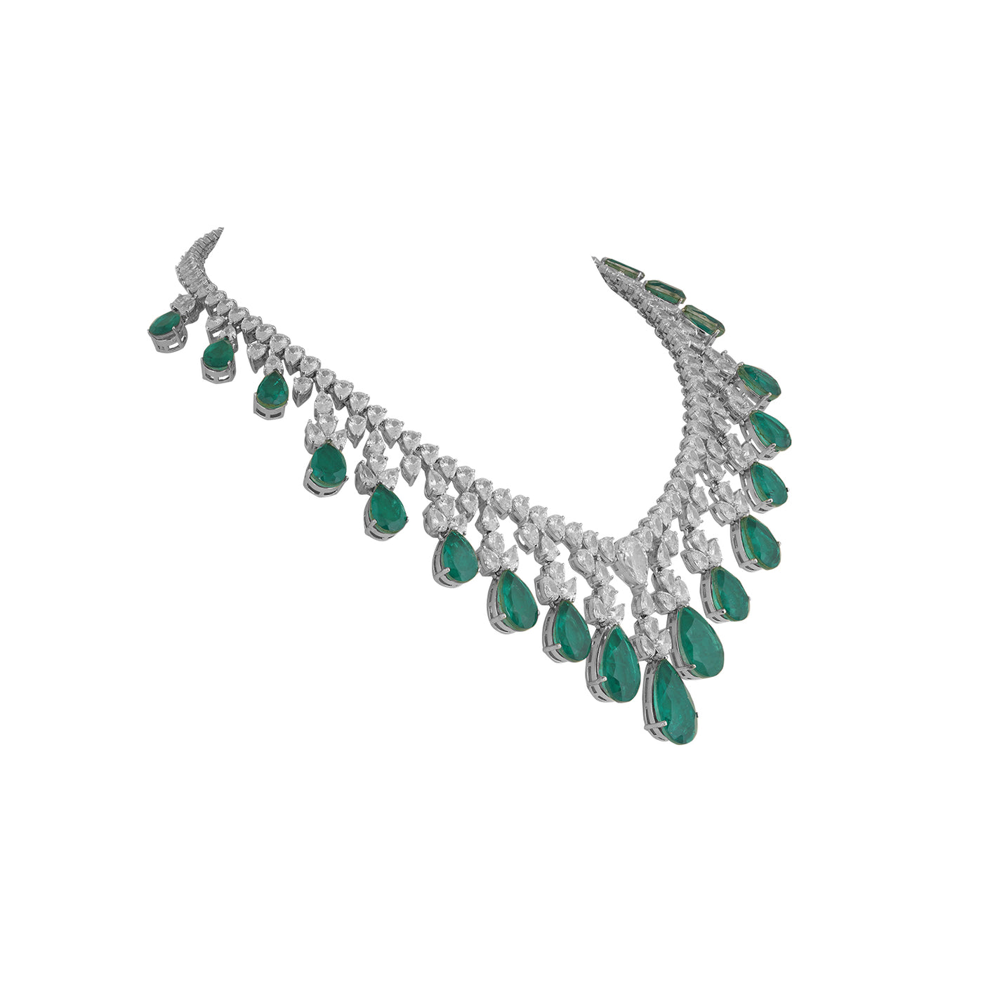Emerald Green Drop CZ Necklace 