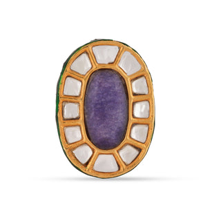 Purple Centred Kundan Ring