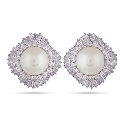  Pearl Centred CZ Earrings