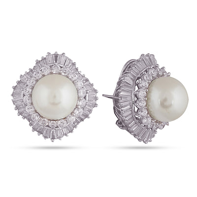  Pearl Centred CZ Earrings
