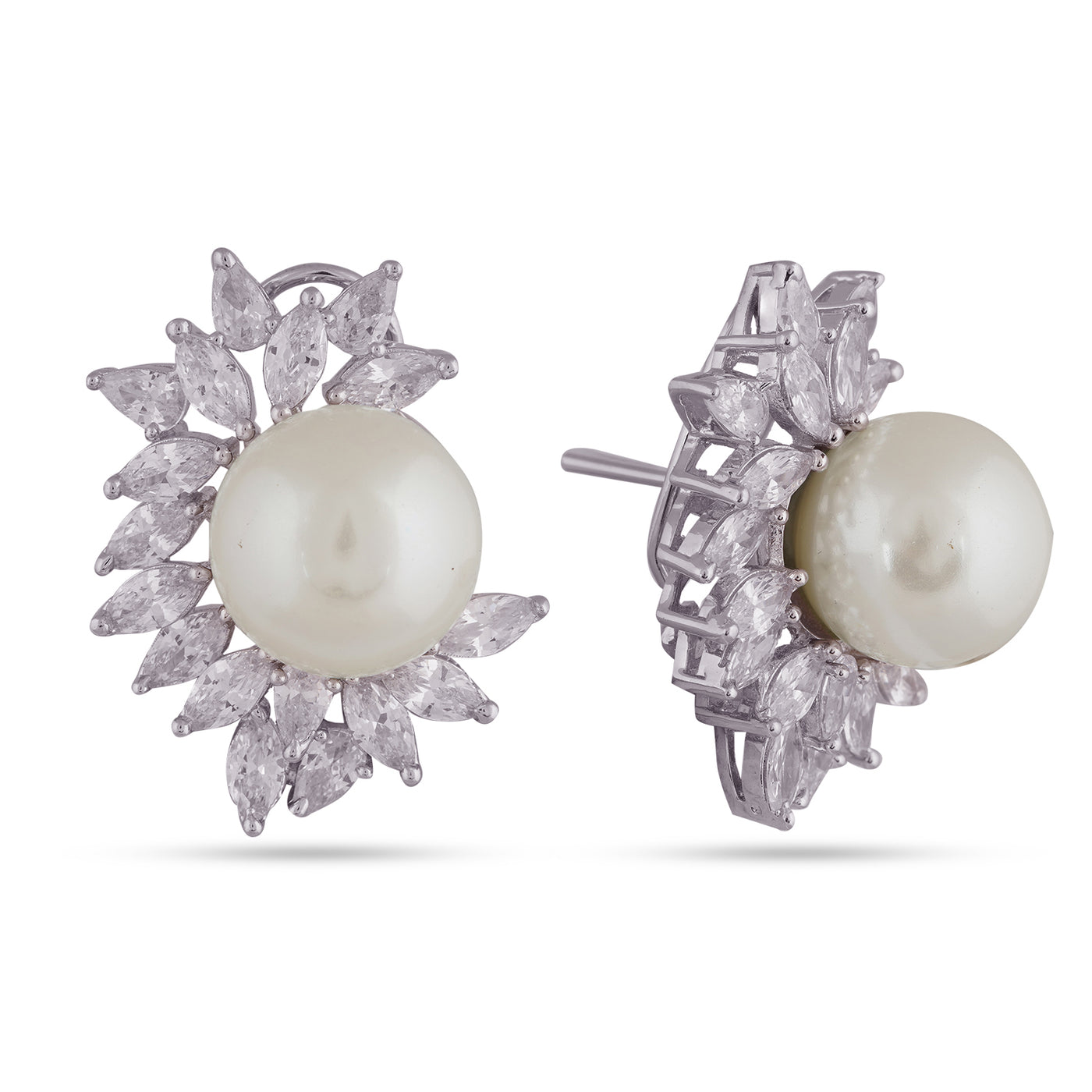 Pearl Centred Cubic Zirconia Earrings 