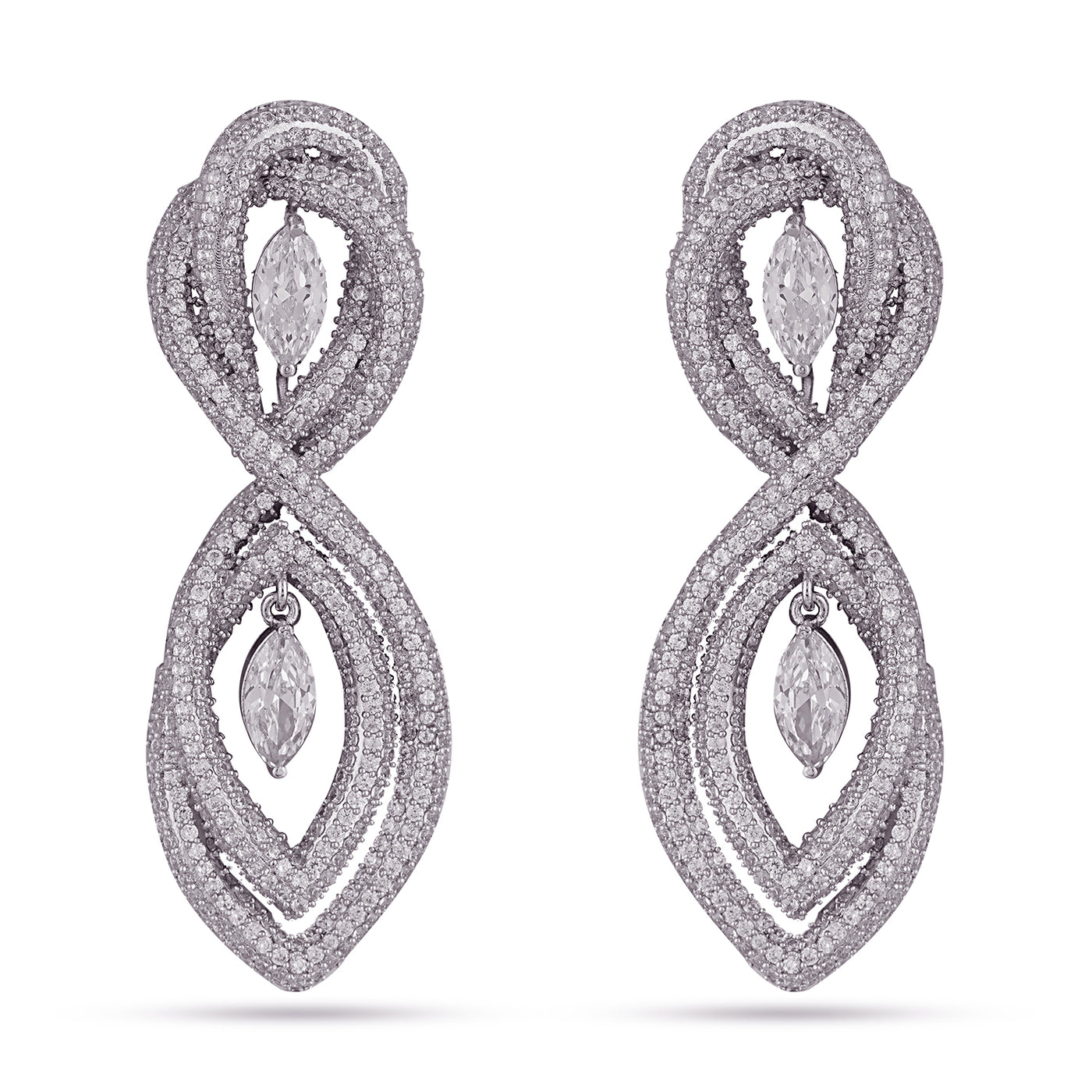 Elia - CZ Rope Style Dangler earrings