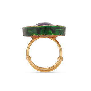 Purple Centred Kundan Ring