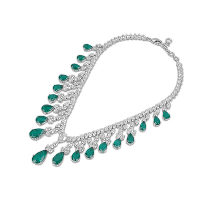 Emerald Green Drop CZ Necklace Full View
