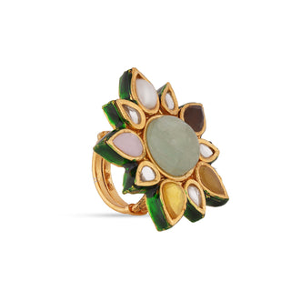 Fluorite Centred Star Shaped Kundan Ring