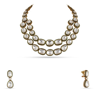 Double Layer Polki Necklace Set