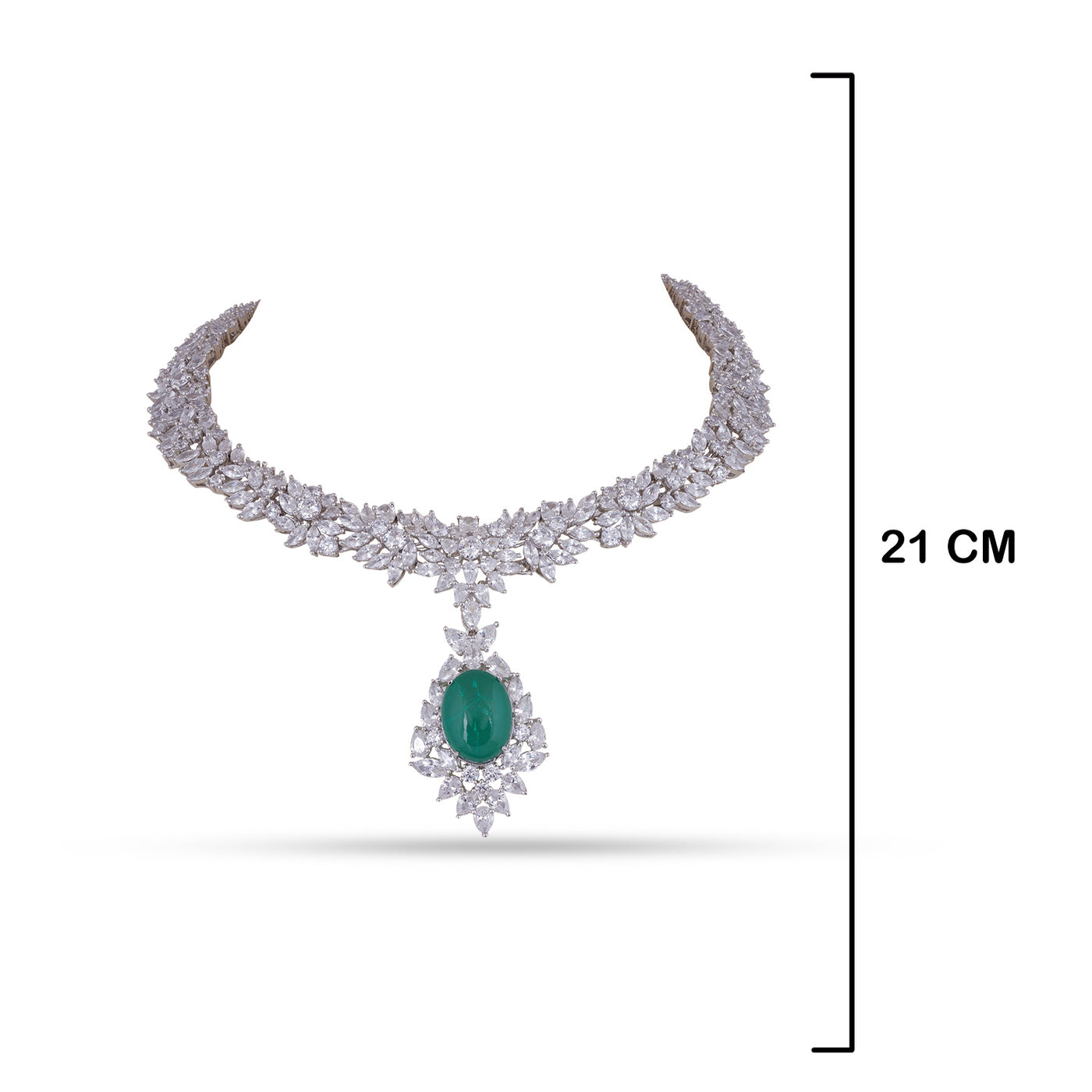 Barrah - Green Centred American Diamond Necklace Set