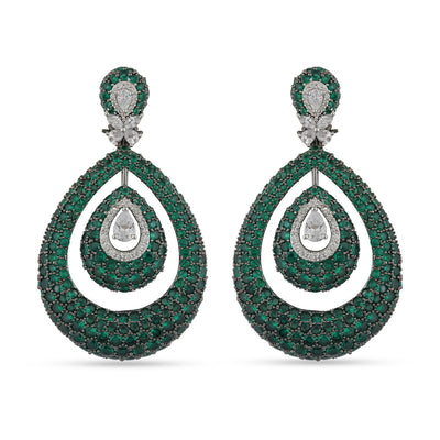 Atiqah - Green CZ Dangler earrings