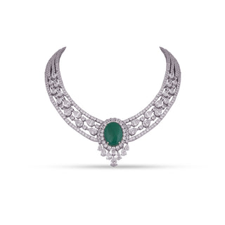 Bareerah - Green Centred CZ Necklace Set