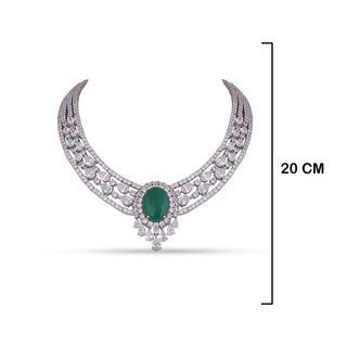 Bareerah - Green Centred CZ Necklace Set