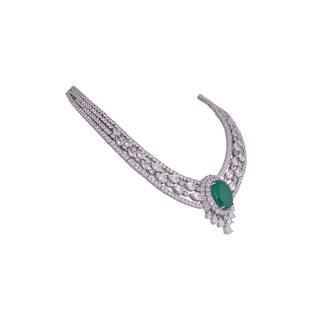 Bareerah - Green Centred CZ Necklace Set