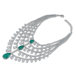 Green Drop Multi Layer CZ Necklace Set