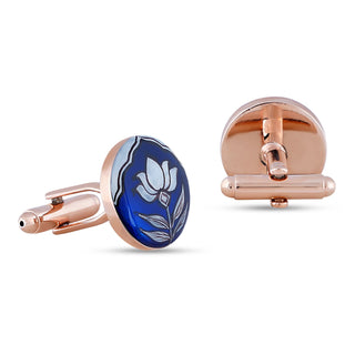 Lotus Blue Kundan Cufflinks