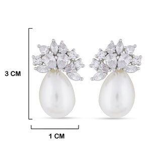 Anya - Pearl and CZ stud earrings