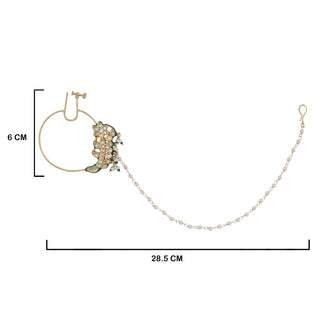 Pearled Classic Kundan Nose Ring with measurements in cm. 6cm by 28.5cm.