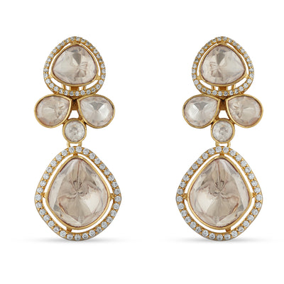 American Diamond and Polki Dangle Earrings