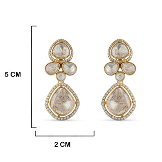 American Diamond and Polki Dangle Earrings