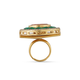 Polki Centred Green Cocktail Ring