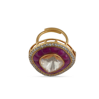 Abqurah - Polki Centred Magenta Ring