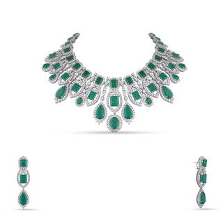 Cubic Zirconia Emerald Green Necklace Set