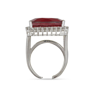 American Diamond Red Stoned Ring