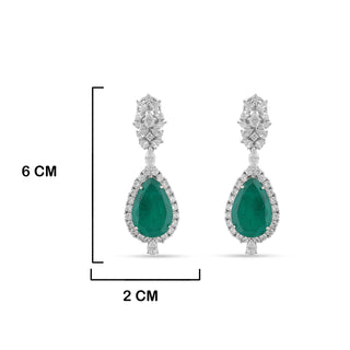 Cubic Zirconia Emerald Green Tear Drop Necklace Set