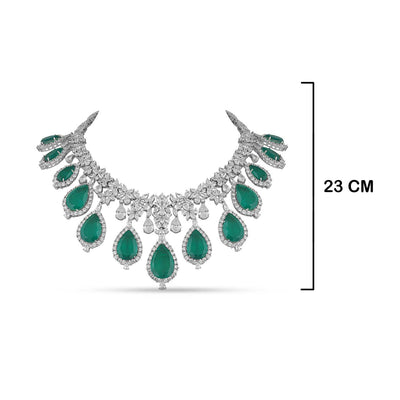 Cubic Zirconia Emerald Green Tear Drop Necklace Set