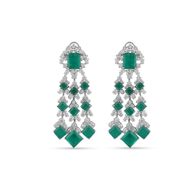 Afrah - Green Doublet Dangler Earrings