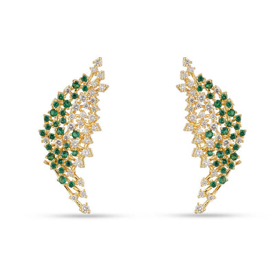 Green Stone and Polki Studded Kundan Earrings