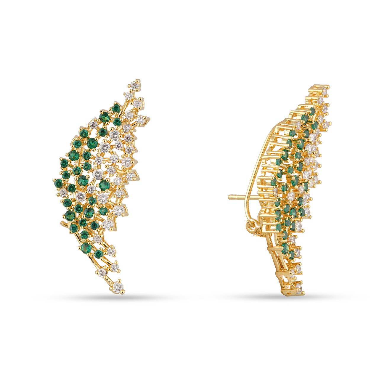 Green Stone and Polki Studded Kundan Earrings
