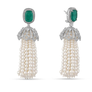 Emerald Green Pearl Drop Earrings