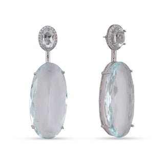 Blue Stone Drop CZ Earrings