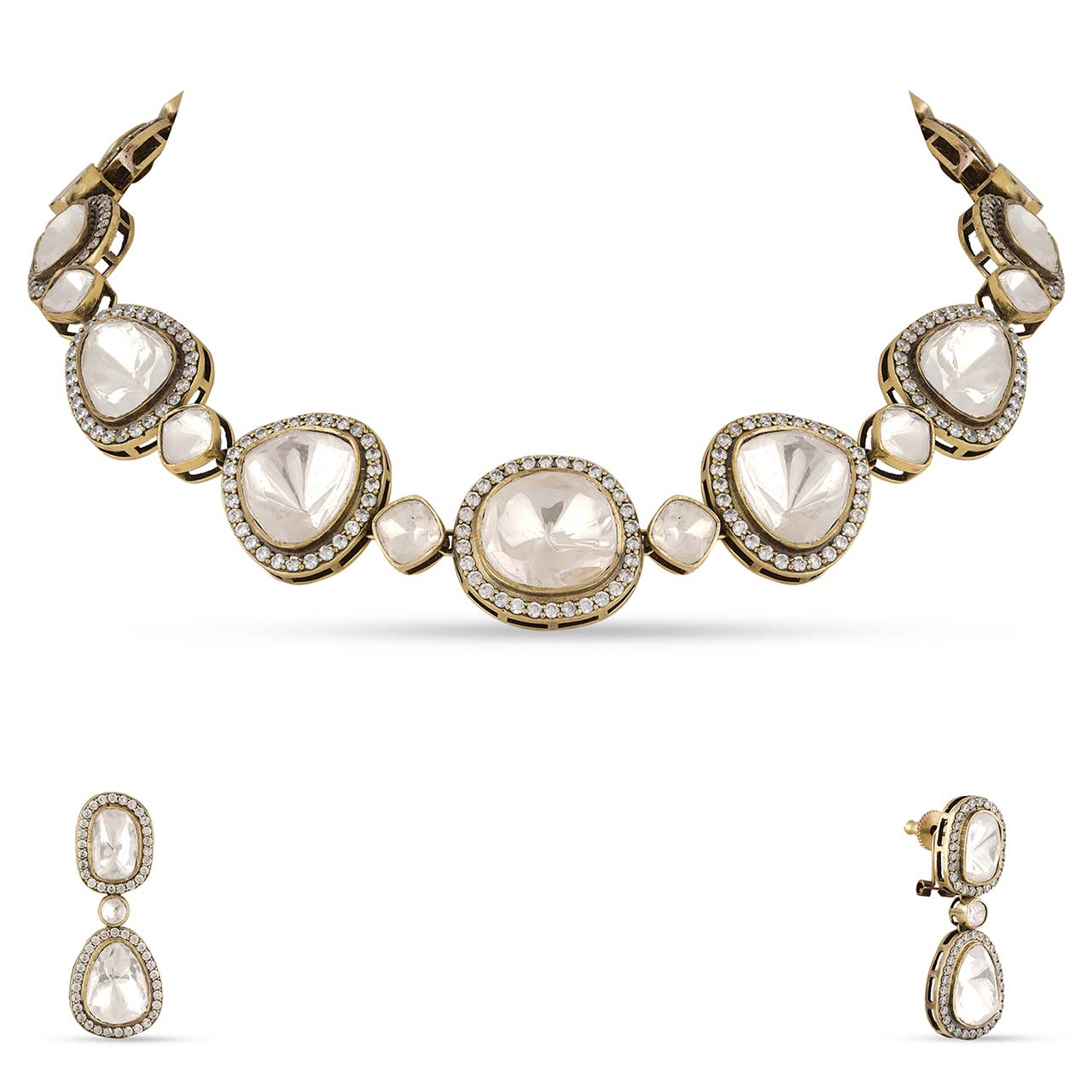 Polki and American Diamond Necklace Set