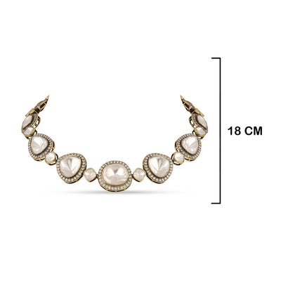 Polki and American Diamond Necklace with measurements in cm. 18cm.