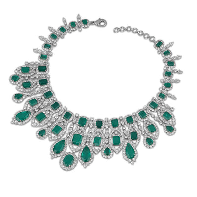 Cubic Zirconia Emerald Green Necklace Set