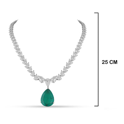 Zyva - Cubic Zirconia Green Stone Necklace Set
